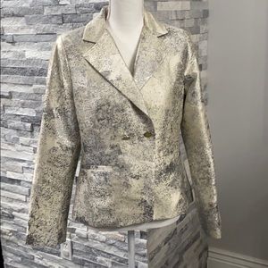 Cabi Cream and Silver Metallic Blazer Size 6